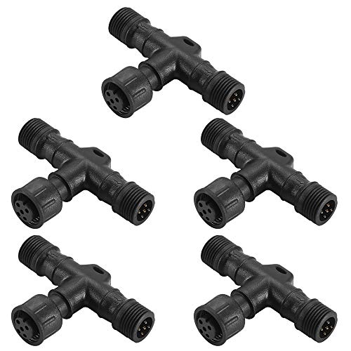 INDARUN 5 x 5-polige T-Verbinder wasserdicht IP67 für RGBW LED Terrassenbeleuchtung von INDARUN