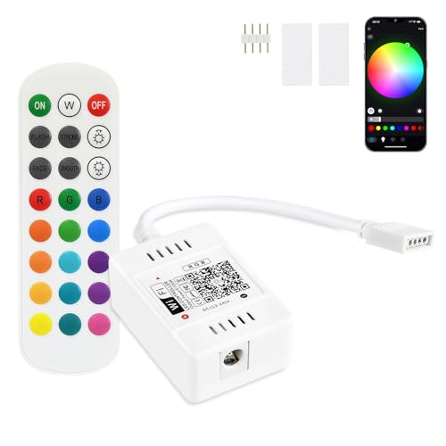 Intelligenter WLAN-RGB-LED-Streifen-Controller mit 24-Tasten-Infrarot-Fernbedienung, kompatibel mit Alexa und Google Home von INDARUN