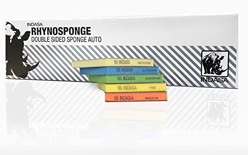 10 x INDASA Schleifschwamm - Ultra Fine (Blau) P600-P1000 - doppelseitig - Holz, Kunststoff und Metall, Zubehör Handschleifen - 98 x 120 x 13 mm von INDASA
