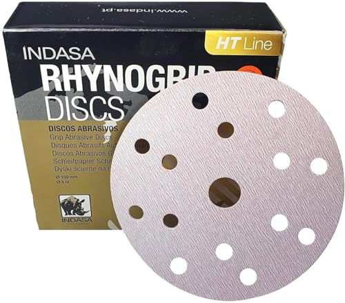 150mm 15H INDASA HT-LINE Schleifscheiben mit Klett diverse Körnungen zur Auswahl (50 Schleifscheiben in P80) von INDASA