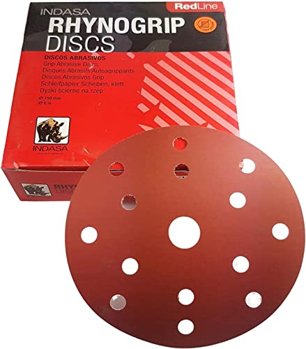 150mm 15H INDASA REDLINE Schleifscheiben mit Klett diverse Körnungen zur Auswahl (50 Schleifscheiben in P1000) von INDASA