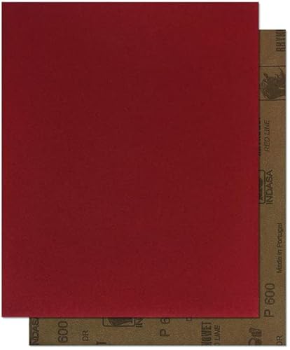 RHYNOWET Red Line BOGEN 230X280 P220-50 x Nassschleifpapier, Wasserdichte Schleifblätter, Schileifbogen für Polieren Holzmöbel, Metall, Stein, Auto, Glas von INDASA