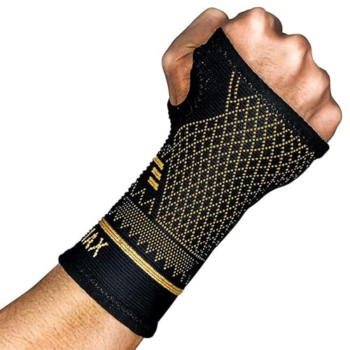 INDEEMAX 1 Paar Kupfer Handgelenkbandage, Handgelenk Bandagen mit Daumenschlaufe für Deman und Männer, Bandage Handgelenk für Linderung von Karpaltunnel, Arthritis und Anderen Schmerzen von INDEEMAX