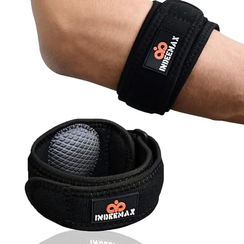 INDEEMAX Ellenbogenbandage, Einstellbare Tennisarm-Bandage für Herren Damen, Ellbogen-Bandage für Epicondylitis Spange, Sehnenentzündung, Unterarm Schmerzen, Golferarm, Sport, Krafts - Schwarz, 1 Pack von INDEEMAX