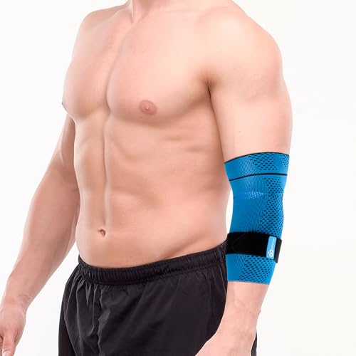 INDEEMAX Ellenbogenbandage Männer Damen, Verstellbare Ellenbogen Bandage mit Abnehmbarem Kompressionsband Silikonfutter für Sports,Sehnenentzündung, Lindert die Schmerzen bei Tennisarm Golferarm von INDEEMAX