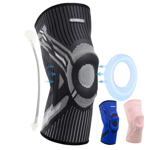 INDEEMAX Kniebandage Männer und Damen,Kompression Kniestütze mit Seitlichen Stabilisatoren & Patella-Gel Polster, Bandage Knie für Lindert Knieschmerzen, ACL, Meniskusriss, Arthritis, Schwarz,XL von INDEEMAX