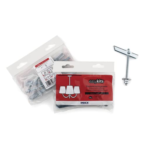 Index Fixing Systems EKHUEFTP Dübelset EasyKit | bestehend aus: 4 Kippdübel mit Schraubhaken, für Gipskartonplatten, für Gipskartonplatten | M6, Belastung bis 35kg, verzinkt, 4 Stück von INDEX A PERFECT FIXING