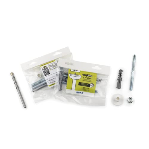 Index Fixing Systems EKMULAV10 Dübelset EasyKit | bestehend aus: Waschtischbefestigungen SA-LN08100 (verzinkt, vormontiert) + Steinbohrer 10x120 | 2er Set von INDEX A PERFECT FIXING