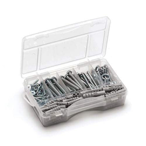 Index Fixing Systems MLMULT101 Sortimentskoffer 165-teilig | Anwendungsset Innenausbau, Enthält: Flossendübel TACON, Spanplattenschrauben TP-PO Z, Schraubhaken AL-RO, Sortimentskoffer aus Propylen von INDEX A PERFECT FIXING