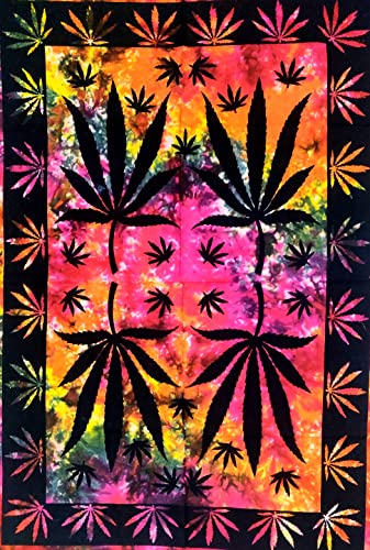 ICC Weed Tapisserie Marihuana Wandbehang Blatt Poster Cannabis Hippie Dekor Topf Flagge Wohnheim Collage Color Me Trippy Bohemian Art Psychedelic Kleine Hippie Rasta Ganja Ganja Günstige Wandteppiche von INDIAN CRAFT CASTLE