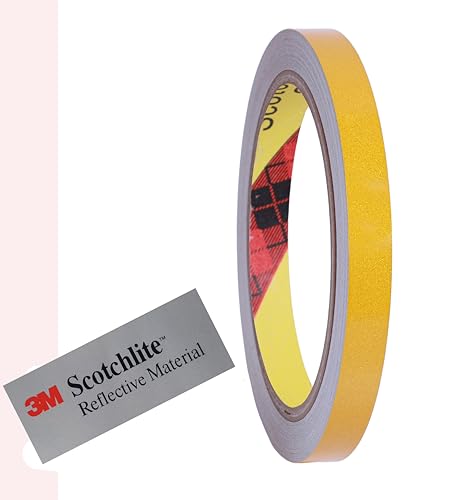 3M 610C Reflektorband Reflektorfolie reflektierendes Klebeband Sicherheitswarnband Wasserdicht Reflexfolie (Yellow, 10mm x 10meter) von INDIAN STORE 24