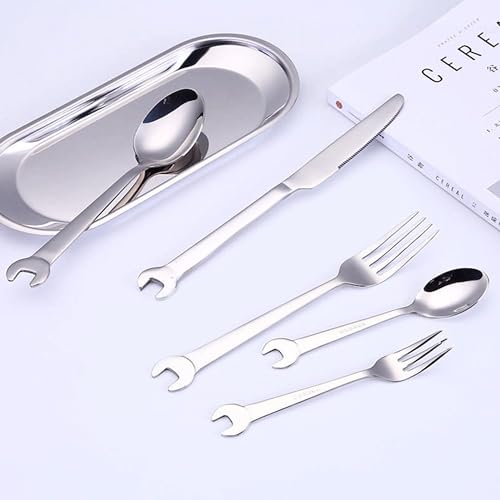 Wrenchware Set Schraubenschlüssel Schlüsselsatz Steckschlüssel Campinggeschirr Rostfreier Stahl Picknick Besteck Camping gadgets (5er Set, Silver) von INDIAN STORE 24