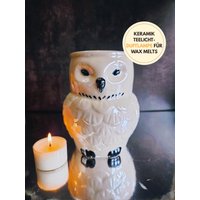 Weiße Eule Teelicht Duftlampe Für Wax Melts Keramik Schillernd Weihnachtsgeschenk Wachsmelt Burner Candle Warmer Kerzen Zubehör Geschenk von INDIGOFOXCandles