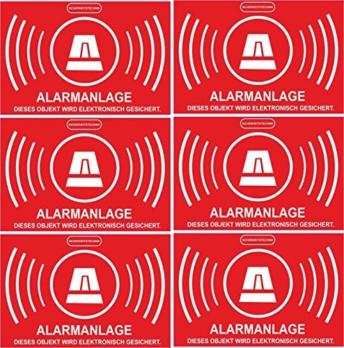 Aufkleber Alarmanlage 52x35 mm - Rechteckig - 10-Set - für Zuhause, Büro Werkstatt zu Ihrer Sicherheit von INDIGOS UG
