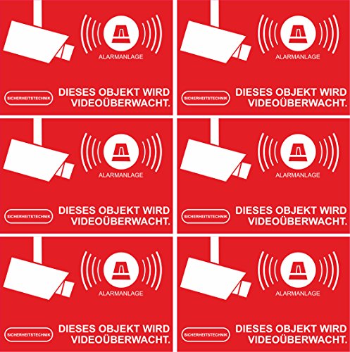 Aufkleber Alarmgesichert - Alarmanlage 100 Stück 52x35mm - Rechteckig - rot - Sparset z.B. für Hausverwaltung von INDIGOS UG