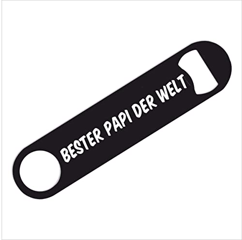 Edelstahl-Flaschenöffner Bester Papa der Welt! individuell personalisiert bedruckt mit Wunschtext - selbst gestalten - 178 mm Vatertag Valentinstag Flaschenöffner für Baustelle Mann Freund Büro Party von INDIGOS UG