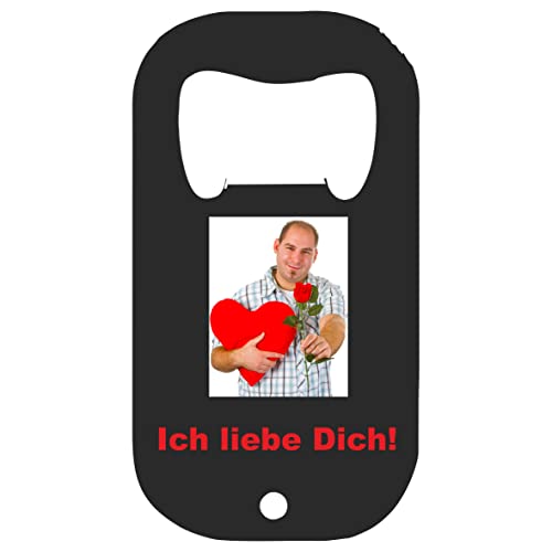 INDIGOS UG - Edelstahl-Flaschenöffner mit Foto individuell Bedruckt Motiv - selbst gestalten - 70x38 mm - personalisierte Geschenk-Idee - mit eigenem Wunschtext - Flaschenöffner Baustelle Mann Freund von INDIGOS UG