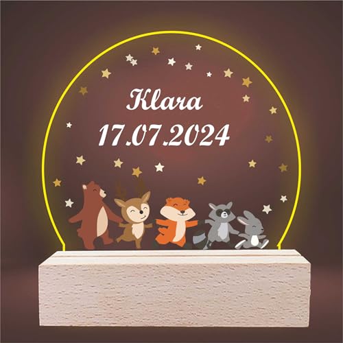 INDIGOS UG - LED Lampe personalisiert - Springende Freunde - Nachtlicht Kinder - personalisierte Geschenke - Nachtlampe - Geschenk für Baby und Kinder mit Wunschtext von INDIGOS UG