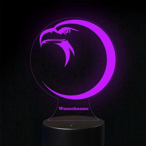 INDIGOS UG - 3D LED Nachttischlampe - personalisiert mit Wunschname - Adler - Touch-Nachtlicht - Illusion, Geschenk - Wunschtext - Weihnachten Geburtstag Junge - Mädchen Nachtlicht INDIGOS UG - 3D LED Nachttischlampe - personalisiert mit Wunschname - Adler - Touch-Nachtlicht - Illusion, Geschenk - Wunschtext - Weihnachten Geburtstag Junge - Mädchen Nachtlicht von INDIGOS UG