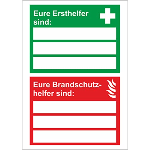 INDIGOS UG - Alu-Dibond Schilder 3mm - Sicherheit - Warnung - Ersthelfer & Brandschutzhelfer - 400x300 mm - Hotel, Firma, Schutz, Kita, Arzt, Praxis, Wohnung von INDIGOS UG