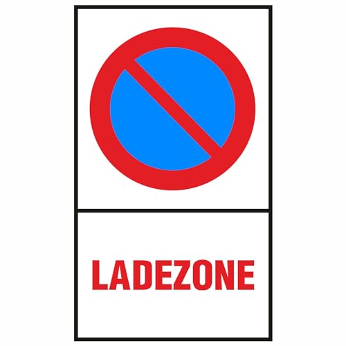 Indigos UG - Schild Aluverbundplatte 3mm Haltverbotsschild Symbol: Eingeschränktes Haltverbot, Text: Ladezone 15x25 cm - Warnung - Sicherheit - Hotel, Firma, Haus - Aluverbundplatte 3mm von INDIGOS UG