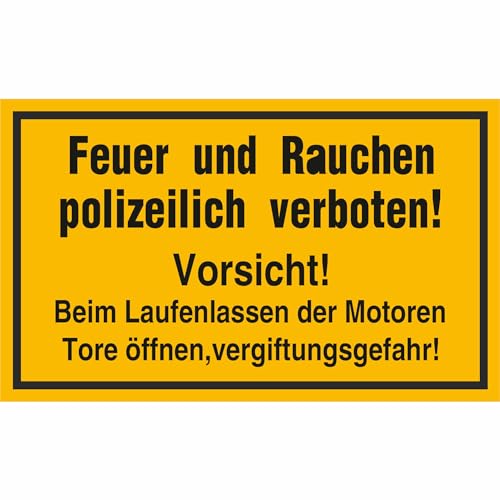 Indigos UG - Schild Tankanlagen und Garagen Feuer und Rauchen polizeilich verboten Vorsicht! - 25x15 cm - Warnung - Sicherheit - Hotel, Firma, Haus - Aluverbundplatte 3mm - Hinweisschild - Warnschild von INDIGOS UG