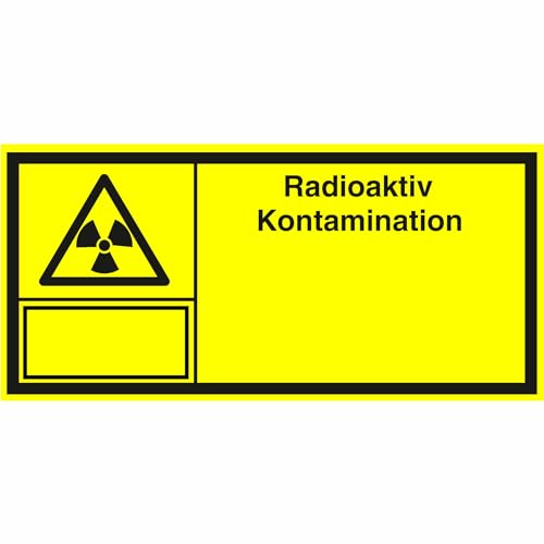 INDIGOS UG - Aluverbundplatte Schild 3mm - Strahlenschutz Radioaktiv Kontamination Warnschild - 14,80x7,40 cm, für Büro, Werkstatt, Armee, Labor - Warnung - Sicherheit - Hotel, Firma, Haus von INDIGOS UG