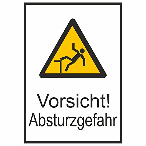 INDIGOS UG - Aluverbundplatte Schild 3mm - Vorsicht! Absturzgefahr Warnschild - 13,10x18,50 cm - Warnung - Sicherheit - Hotel, Firma, Haus von INDIGOS UG