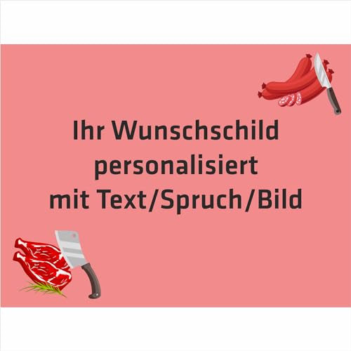 INDIGOS UG - Aluverbundplatte Schild - Beruf - Fleischer - 80x60 cm - Firmenschild - wetterfest personalisiert mit Foto, Logo und Text - individuelle Schilder für Tür, Wand, Büro Garage von INDIGOS UG