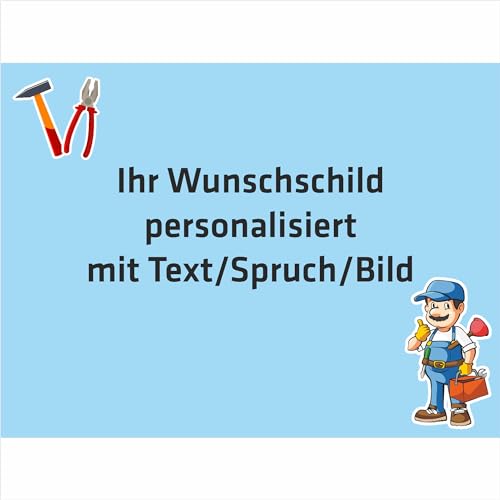 INDIGOS UG - Aluverbundplatte Schild - Beruf - Hausmeister - 20x15 cm - Firmenschild - wetterfest personalisiert mit Foto, Logo und Text - individuelle Schilder für Tür, Wand, Büro Garage von INDIGOS UG