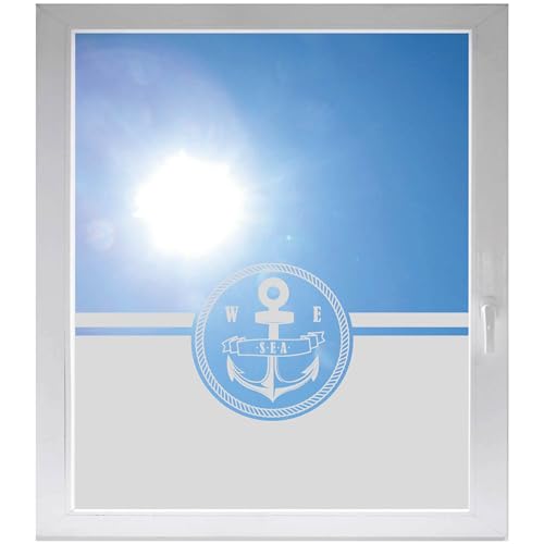 INDIGOS UG - Anker - ab 800x500 mm - Glasdekorfolie Silber fein satiniert - Blickdicht - Folie Duschkabine - Bad - Fensterfolie - selbstklebend - Dusche Sichtschutzfolie - individuelle Breite - matt von INDIGOS UG