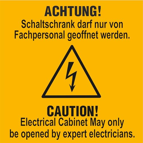 Indigos UG Aufkleber Achtung! Schaltschrank darf nur von Fachpersonal geöffnet werden Warnschild Folie - 10,5x10,5 cm - selbstklebender Sicherheits Aufkleber für Tür oder Wand Indigos UG Aufkleber Achtung! Schaltschrank darf nur von Fachpersonal geöffnet werden Warnschild Folie - 10,5x10,5 cm - selbstklebender Sicherheits Aufkleber für Tür oder Wand von INDIGOS UG