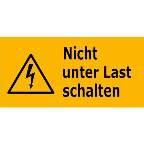 INDIGOS UG - Aufkleber - Nicht unter Last schalten Warnschild - 14,80x7,40cm - Warnung - Sicherheit - Hotel, Firma, Haus von INDIGOS UG