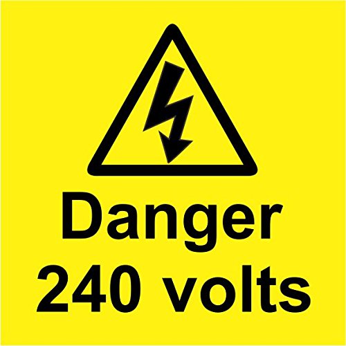 Indigos UG Aufkleber Danger 240 volts sticker [PACK OF 15] Zeichens - s 50mmx 50mm - Sticker für Büro, Firma, Schule, Hotel, Werkschutz von INDIGOS UG