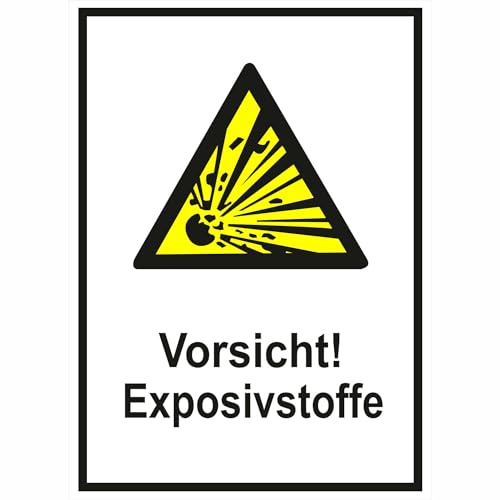 INDIGOS UG - Aufkleber - Vorsicht! Explosivstoffe Warnschild - 13,10x18,50 cm - Warnung - Sicherheit - Hotel, Firma, Haus von INDIGOS UG