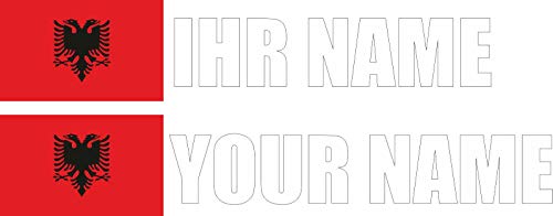 INDIGOS UG - Auto Aufkleber Albanien - weiß - Aufkleber selbst gestalten - Ordner, Motorrad, Fahrrad, Wand, Tür, Kühlschrank - 360x72 mm - Flagge Name personalisierte Geschenke von INDIGOS UG
