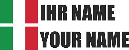 INDIGOS UG - Auto Aufkleber Italien - schwarz - Aufkleber selbst gestalten - Ordner, Motorrad, Fahrrad, Wand, Tür, Kühlschrank - 90x18 mm - Flagge Name personalisierte Geschenke von INDIGOS UG
