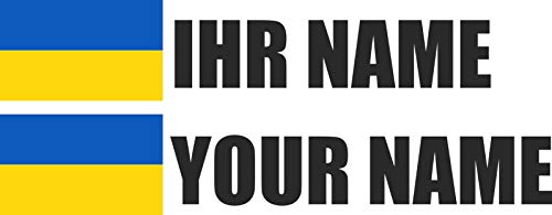 INDIGOS UG - Auto Aufkleber Ukraine - schwarz - Aufkleber selbst gestalten - Ordner, Motorrad, Fahrrad, Wand, Tür, Kühlschrank - 360x72 mm - Flagge Name personalisierte Geschenke von INDIGOS UG
