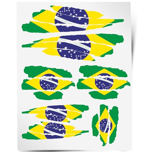 Indigos UG Aufkleber Brasilien - 7 Autoaufkleber - Flagge - Fahne mit 3 Streifen - selbstklebende Fahnen für Heckscheibe, Modellbau, Sport, Motorrad, Auto, Tuning, Fenster, Kofferraum Indigos UG Aufkleber Brasilien - 7 Autoaufkleber - Flagge - Fahne mit 3 Streifen - selbstklebende Fahnen für Heckscheibe, Modellbau, Sport, Motorrad, Auto, Tuning, Fenster, Kofferraum von INDIGOS UG