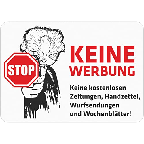 INDIGOS UG Briefkasten Aufkleber - Keine Werbung! - 1 Stück 74x52 mm - Keine kostenlosen Zeitungen, Handzettel, Wurfsendungen und Wochenzeitungen! - selbstklebend - lustig von INDIGOS UG