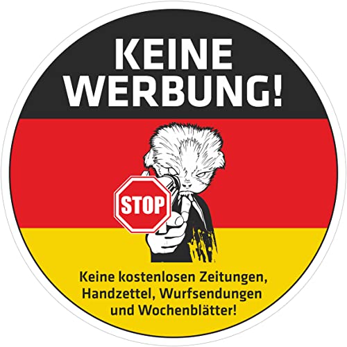 INDIGOS UG Briefkasten Aufkleber - Keine Werbung! - Fahne Deutschland - 5 Stück 95x95 mm - Keine kostenlosen Zeitungen, Handzettel, Wurfsendungen und Wochenzeitungen! - selbstklebend - lustig von INDIGOS UG