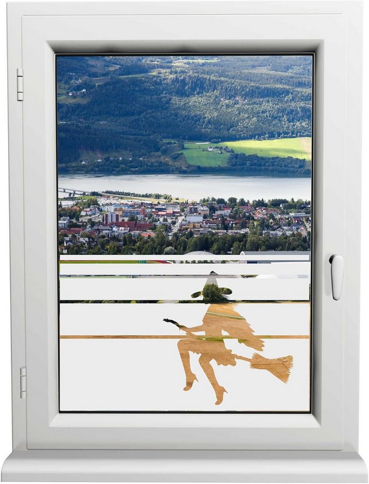 INDIGOS UG Fensterfolie Fensterzauber – Hexenmotiv Sichtschutzfolie mit UV-Schutz von INDIGOS UG