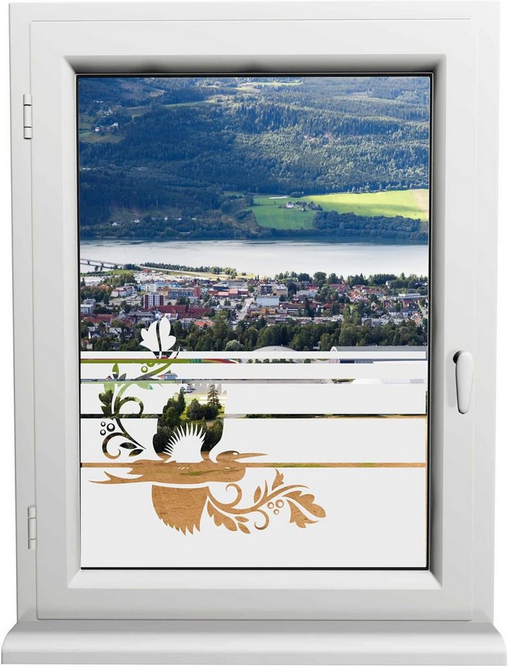 INDIGOS UG Fensterfolie Kran Fensterfolie – Sicht- & Sonnenschutz für Küche & Bad von INDIGOS UG