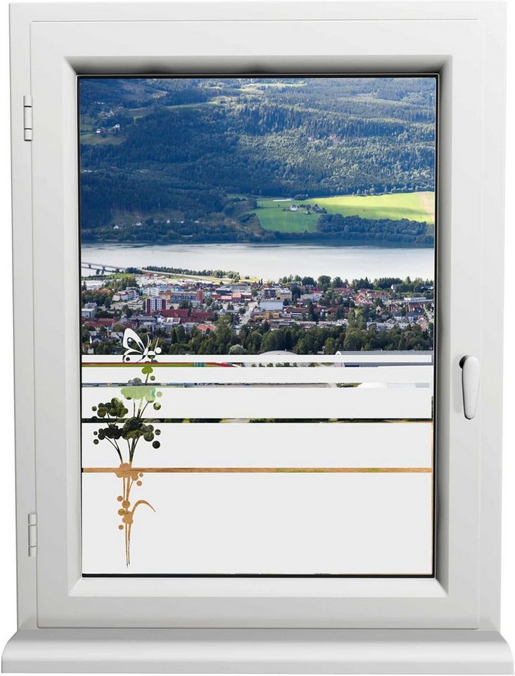INDIGOS UG Fensterfolie Schmetterling Fensterfolie – H50Line Sichtschutz für jedes Fenster von INDIGOS UG