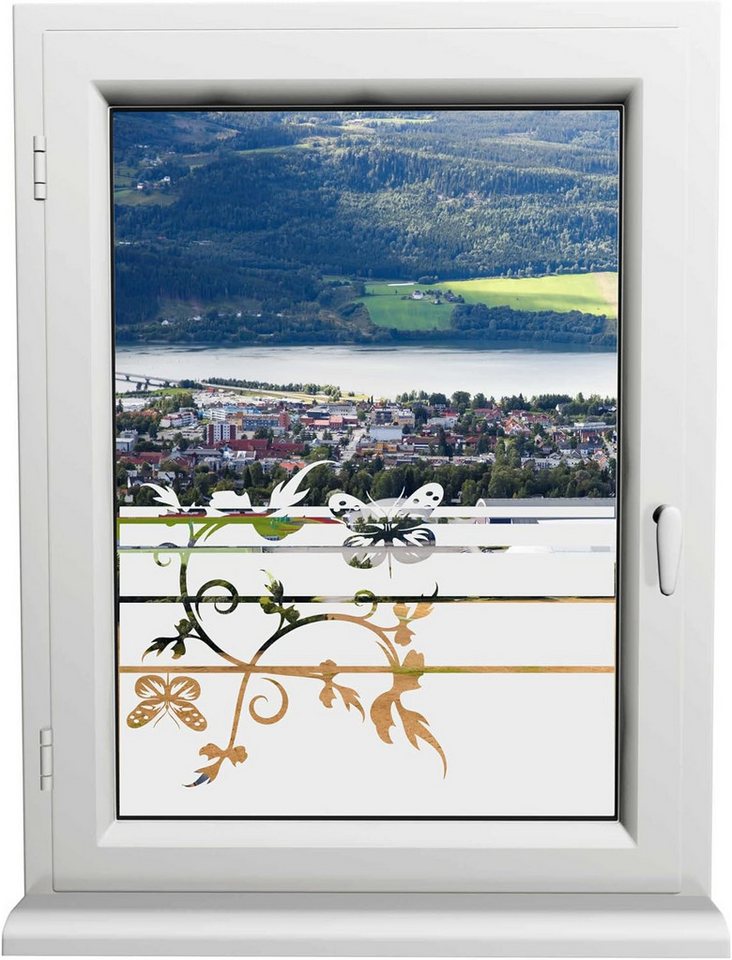 INDIGOS UG Fensterfolie Schmetterling Fensterfolie – Sicht- & Sonnenschutz für Bad & Küche von INDIGOS UG