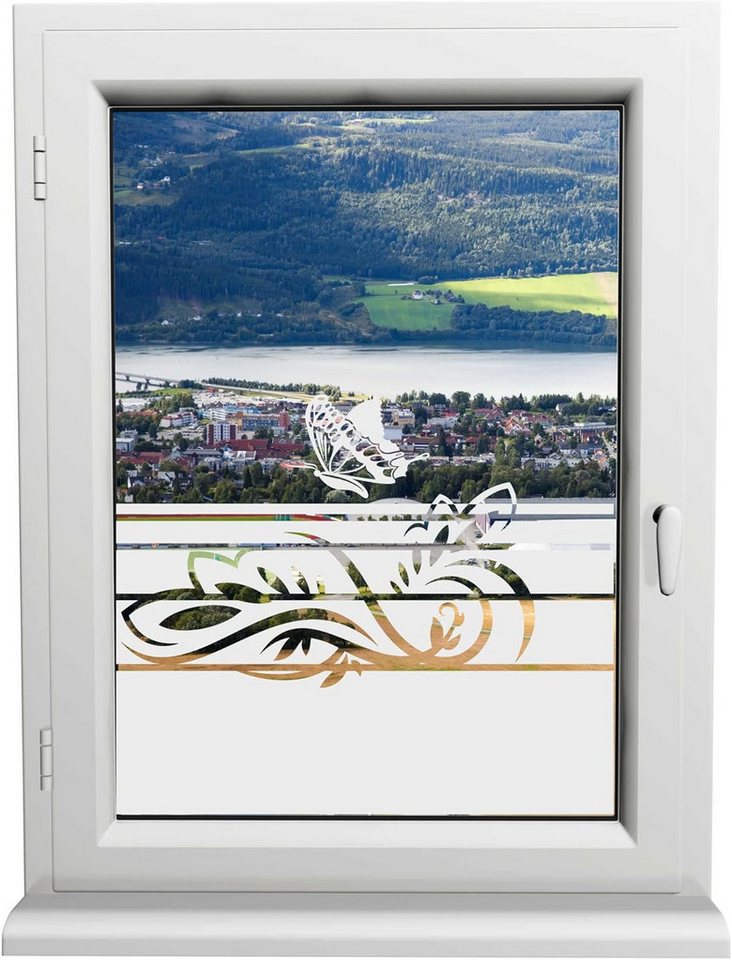 INDIGOS UG Fensterfolie Sichtschutzfolie Schmetterling – H50Line für Bad & Fenster von INDIGOS UG