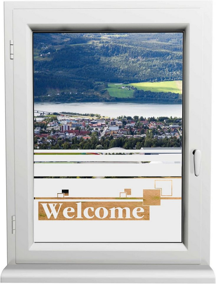 INDIGOS UG Fensterfolie Welcome H50Line - Dekor & Sichtschutz Fensterfolie von INDIGOS UG