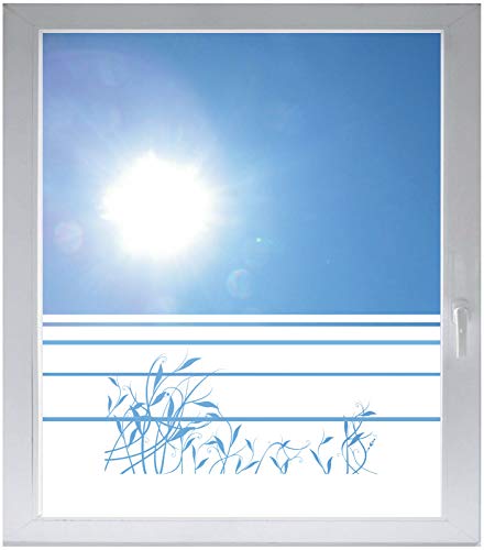 INDIGOS UG Sichtschutzfolie Glasdekorfolie Fensterfolie mit Motiv satiniert Blickdicht - w304 Gras Schwanken - 1000 mm Länge - 500 mm Höhe Streifen - selbstklebend - matt - für Bad von INDIGOS UG