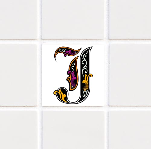 INDIGOS UG Fliesenaufkleber Fliesentattoos für Bad & Küche - Fliesenspiegel - Küchenfliesen für einzelne Fliesen 18x18 cm - MF550 - I königlichen Schreiben von INDIGOS UG
