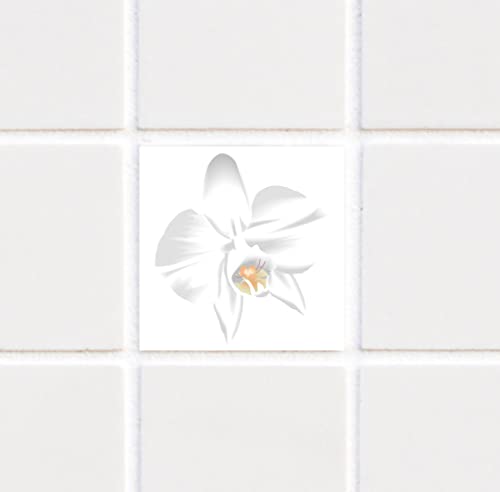 INDIGOS UG Fliesenaufkleber Fliesentattoos für Bad & Küche - Fliesenspiegel - für weiße Fliesen empfohlen - Küchenfliesen für einzelne Fliesen 18x18 cm - MD436 - schöne Blume von INDIGOS UG